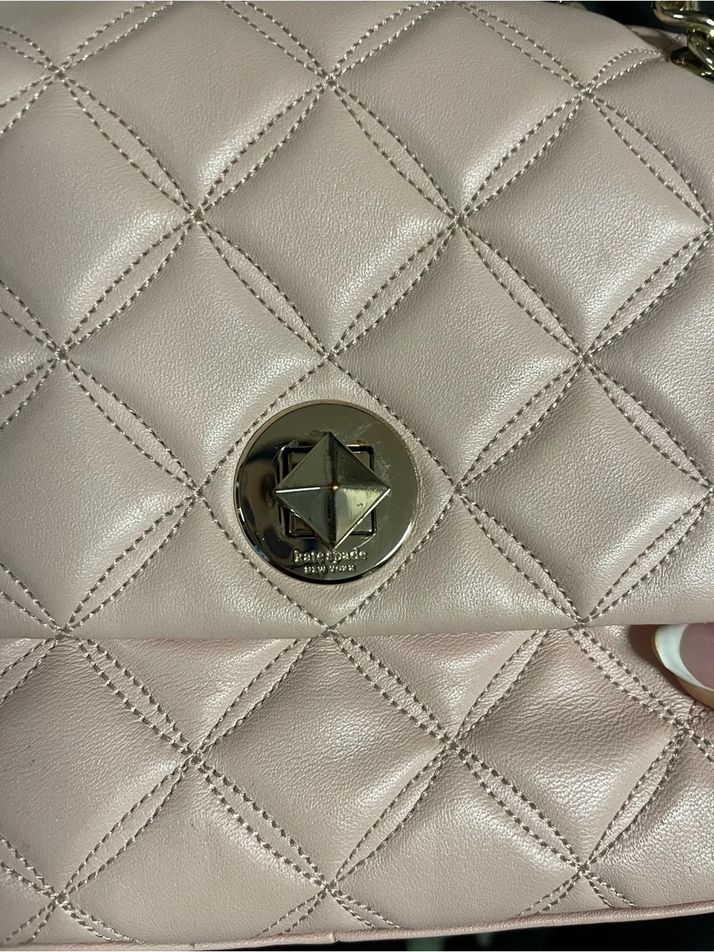 kate spade Blush Pink Quilted Chain Shoulder Bag with Matching Wallet